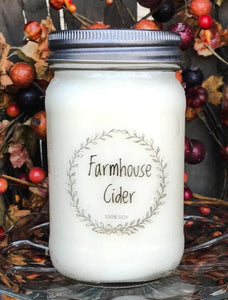 Farmhouse Cider soy candle, 16 oz Mason jar, hand poured cotton wick