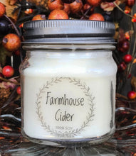 Load image into Gallery viewer, Farmhouse Cider soy candle, 8 oz Mason jar, hand poured cotton wick