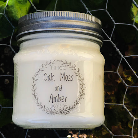 Oak Moss and Amber soy candles