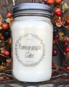 Pomegranate Cider soy candle, beautifully scented,  16 oz Mason jar, hand poured cotton wick