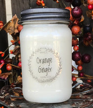Load image into Gallery viewer, Orange Ginger soy candle, beautifully scented,  16 oz Mason jar, hand poured cotton wick