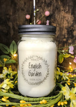 Load image into Gallery viewer, English Garden soy candle, 16 oz Mason jar, hand poured cotton wick