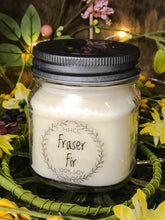 Load image into Gallery viewer, Fraser Fir soy candle, 8 oz Mason jar, hand poured cotton wick