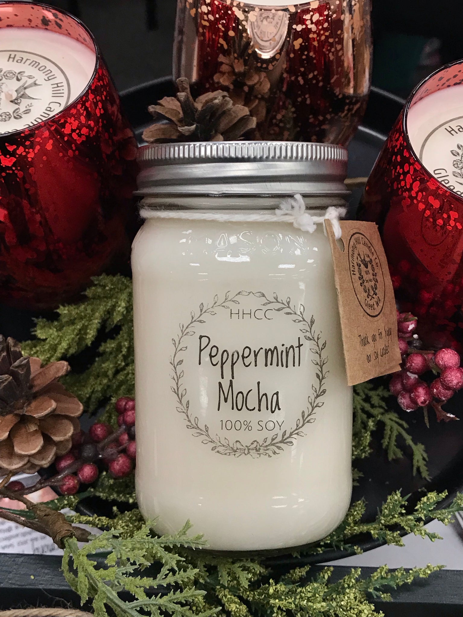 15 oz Silent Fright - Peppermint Mocha Double Cotton Wick Candle