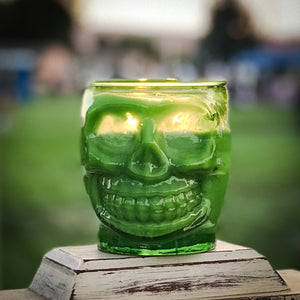 Skull candles —100% soy wax in recycled glass.
