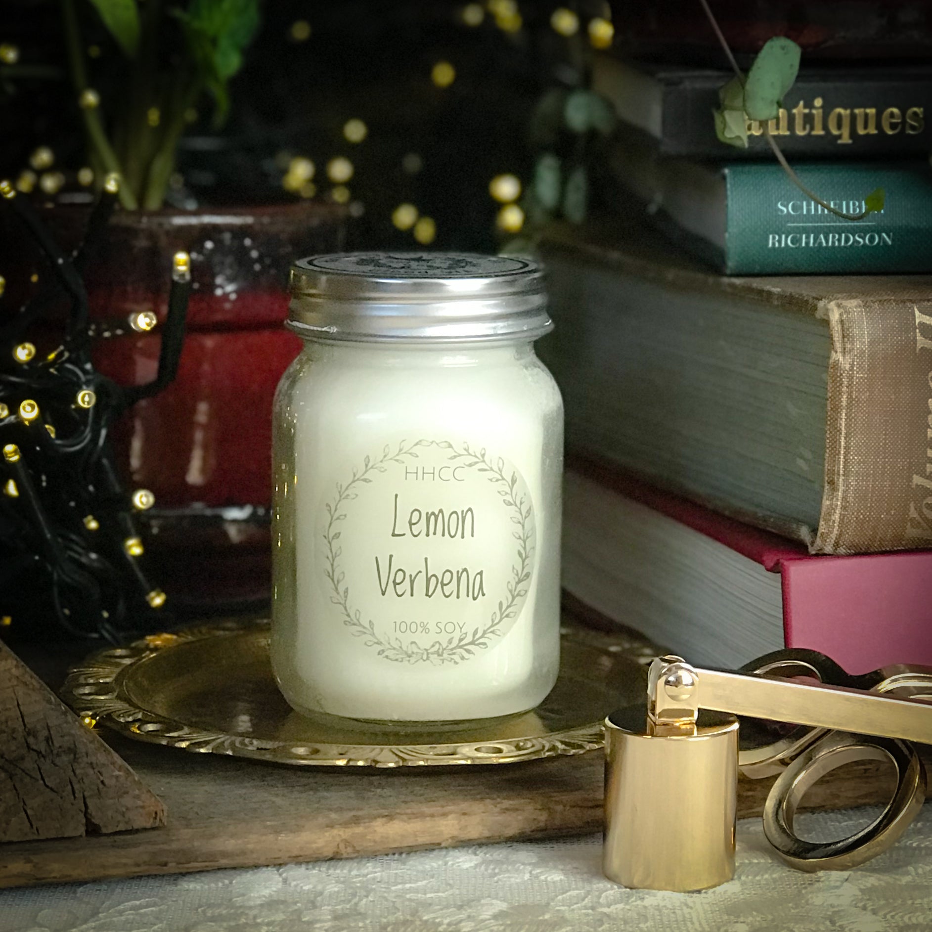Coconut Lime Verbena - Scented Natural Soy Wax Candle - 16 Oz Mason Jar